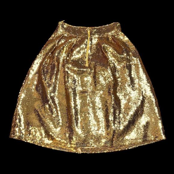 Mi Ami Skirt Womens Gold Sequin Size M - Picture 2 of 6